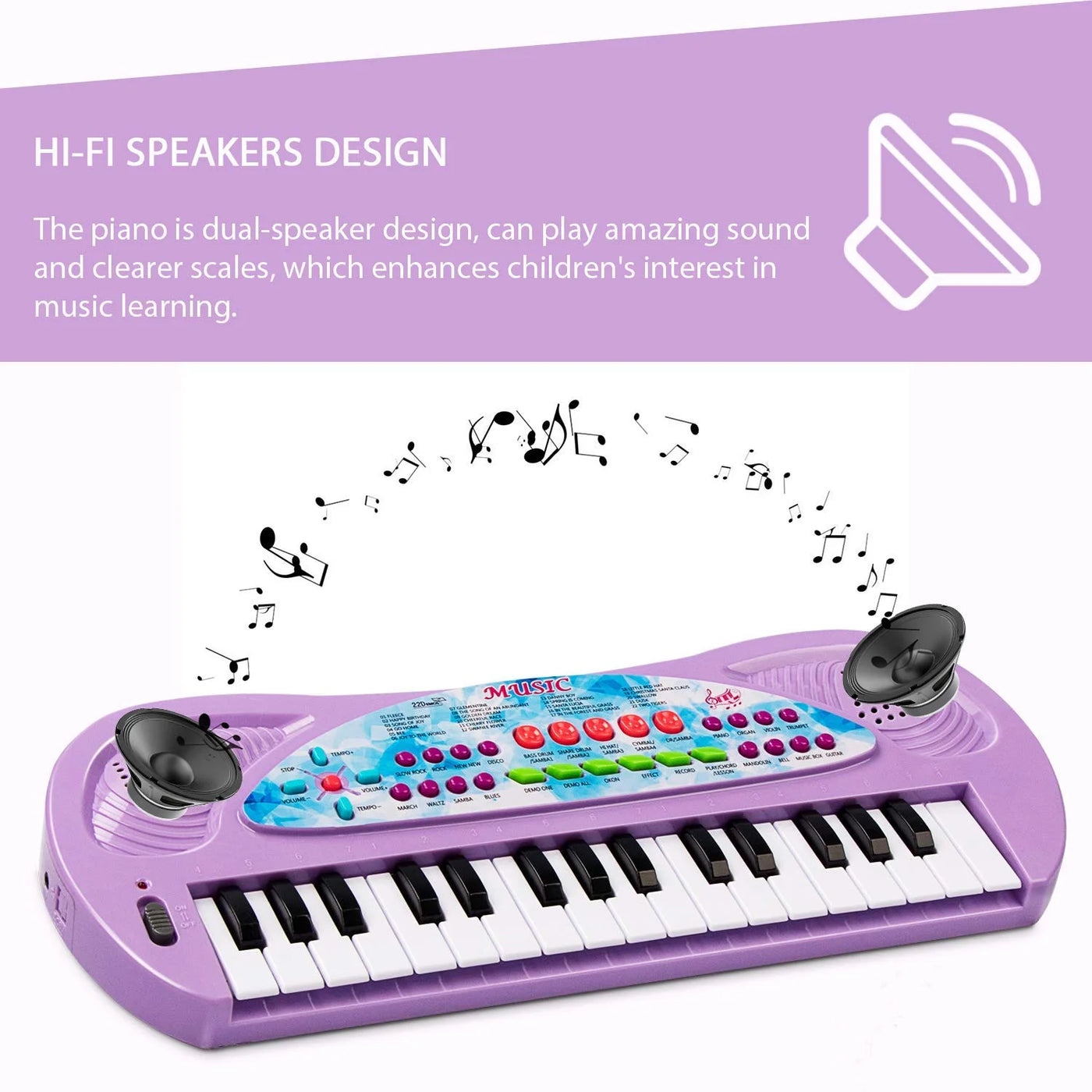Kids Piano, Kids Keyboard 32 Keys Portable Electronic Musical Instrument Multi-Function Music Piano for Kids Early Learning Educational Toy Birthday Xmas Day Gifts (Purple)