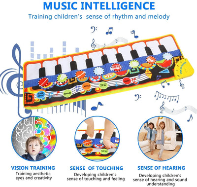 Piano Play Music Mat for Kids - Touch, Step on Keyboard and 8 Selectable Musical Instruments