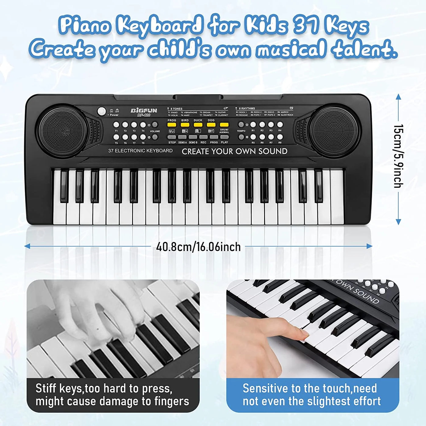 Kids Piano Keyboard, 37 Keys Electronic Music Piano for Kids Portable Multi-Function Musical Instruments Birthday Educational Toys for 3 4 5 6 7 Year Old Boys Girls Children Beginner(Black)