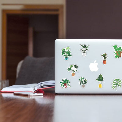 100 Pcs Green Plant Stickers,  Greenery Leaf Vinyl Decal, Waterproof Aesthetic Sticker Pack, Potted Plant Floral Decals Stickers for Laptop Water Bottles Phone Computer Decal