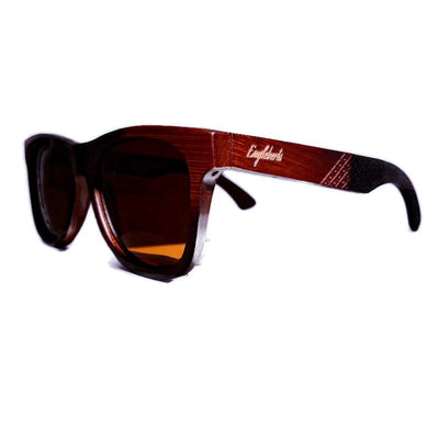 Crimson Wooden Sunglasses With Bamboo Case, Tea Polarized Lenses,
