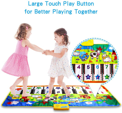 Portable Musical Piano Mat - Educational Toy with 8 Animal Sounds - Dance Mat for Kids, Toddler Girls, Boys - Gift (53X23 In)
