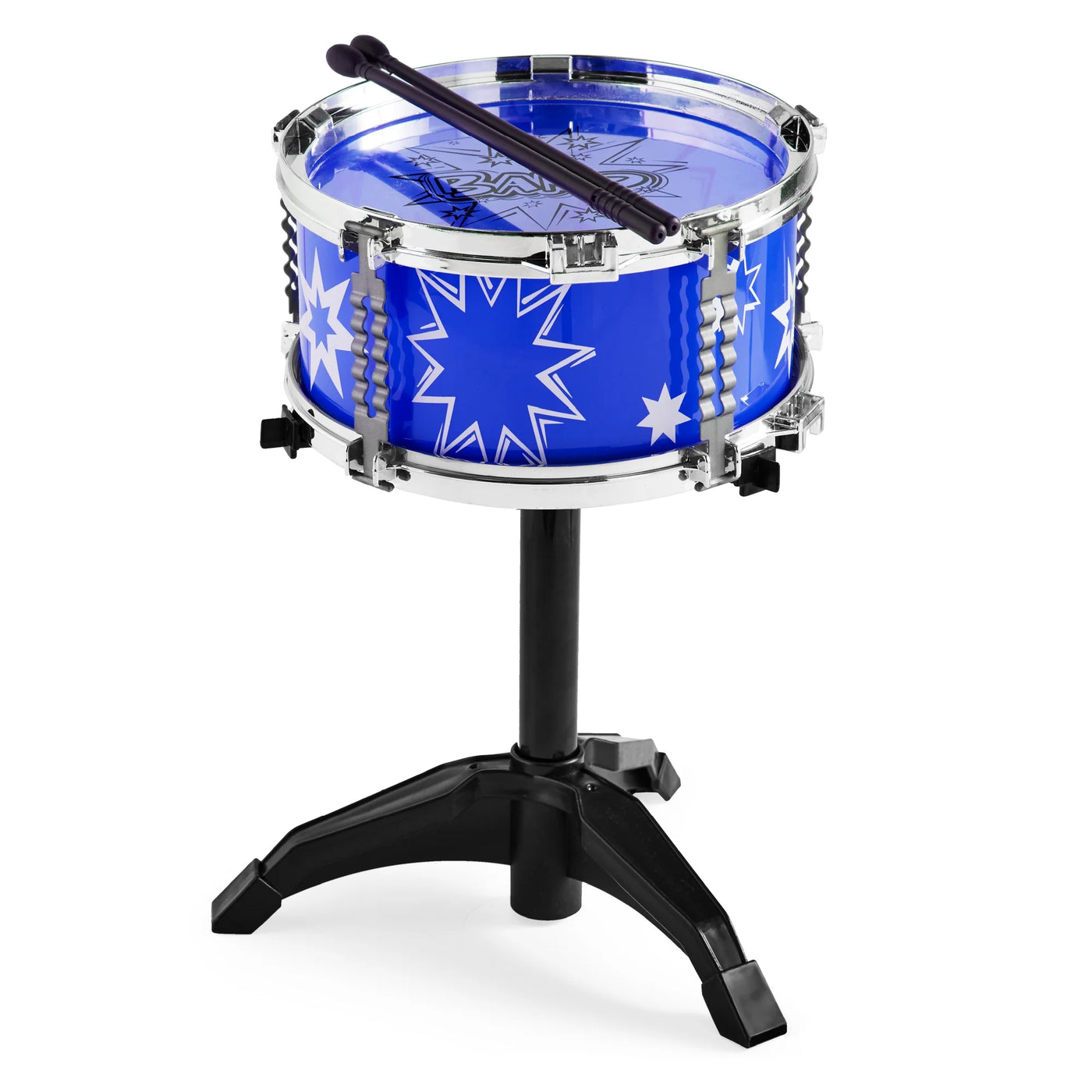 11-Piece Kids Starter Drum Set W/ Bass Drum, Tom Drums, Snare, Cymbal, Stool, Drumsticks - Blue