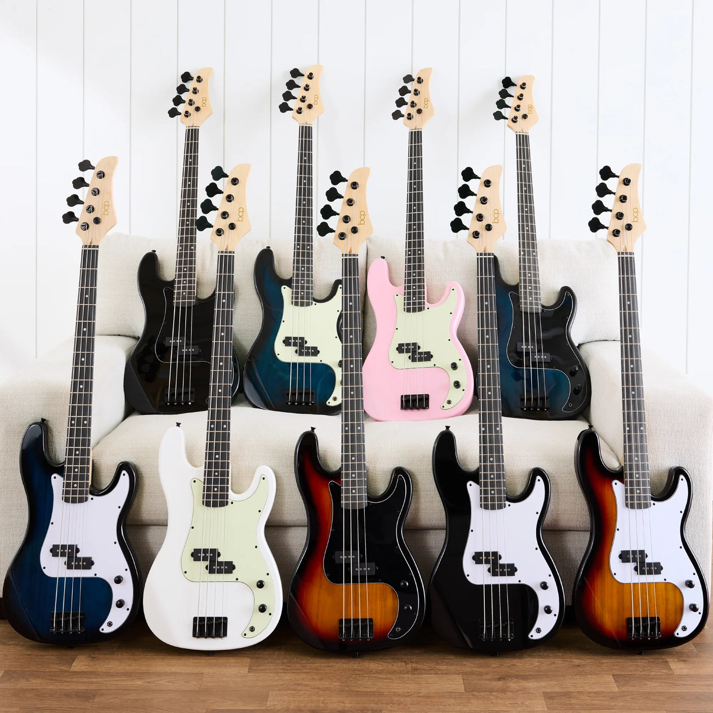 Full Size Beginner 4-String Electric Guitar Bass Guitar W/ Padded Case - Hollywood Blue/Black