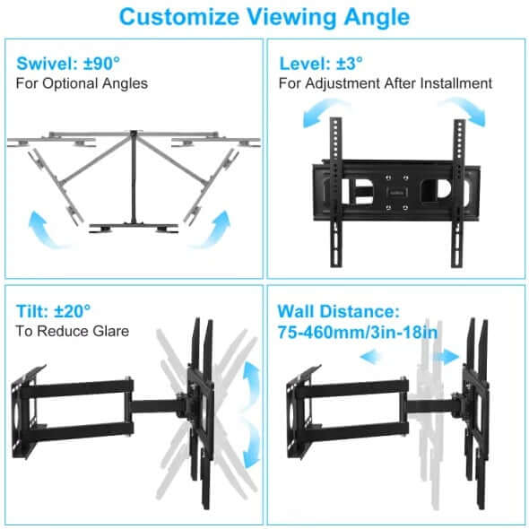 TV Wall Mount Swivel Tilt Full-Motion Articulating Wall Rack For