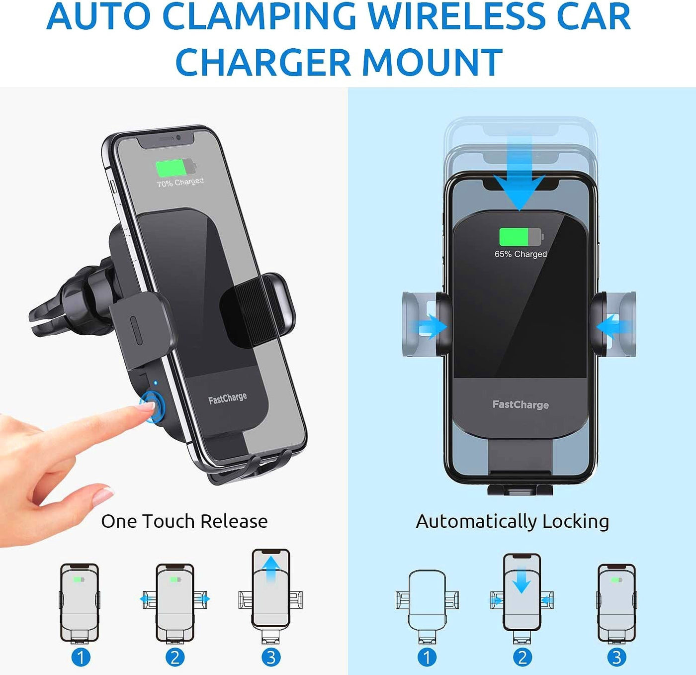 Car Wireless Charging Stand 15W Fast Charging Intelligent Induction