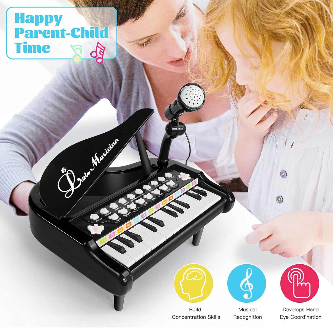 Toy Piano for Toddler - Birthday Gift for 1 2 3 4 Year Old Girls and Boys, 24 Keys Multi-Functional Baby Piano Toy with Microphone