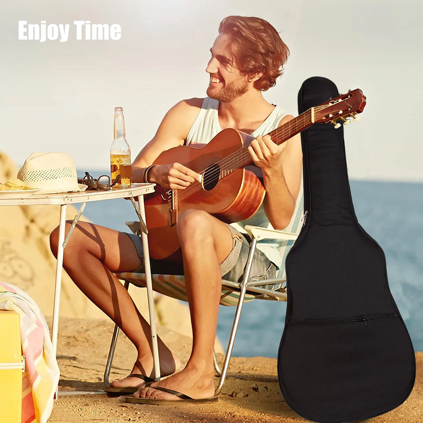 Guitar Bag,  40-41" Acoustic Guitar Bag, Waterproof Guitar Case with Dual Adjustable Shoulder Strap, Guitar Dust Cover, Soft Guitar Backpack Case, Black