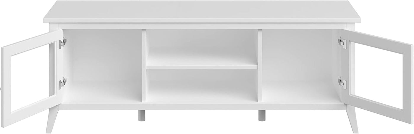 55 Inch TV Stand White With Storage Shelves And Cubbies