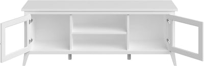 55 Inch TV Stand White With Storage Shelves And Cubbies