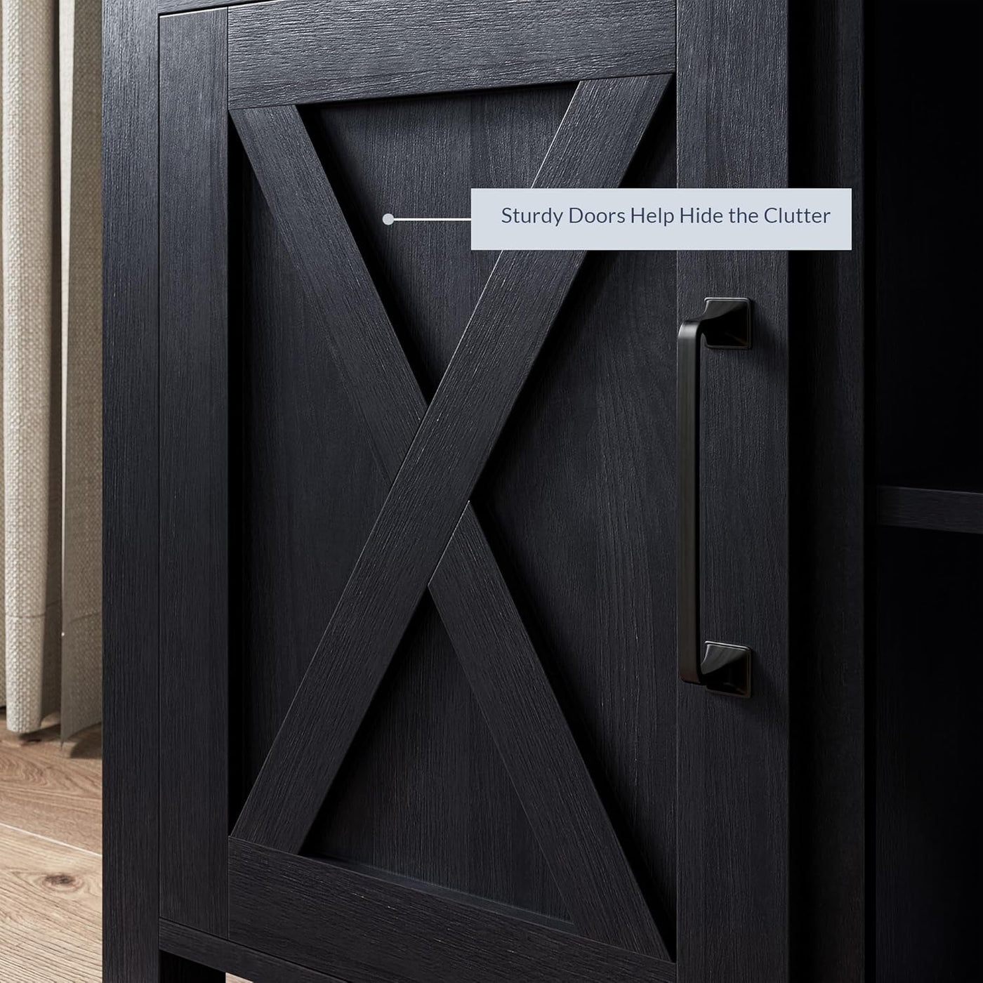 58 Inch Rustic TV Stand With Barn Door Cabinets For TVs Up To 65