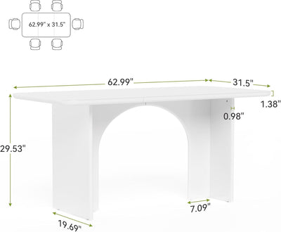 63-Inch Dining Table for 4-6 People, Large Kitchen Dinner Table with