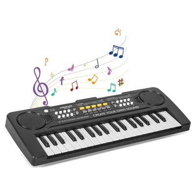 Kids Piano, Kids Keyboard 37 Keys Portable Electronic Musical Instrument Multi-Function Music Piano for Kids Early Learning Educational Toy Birthday Xmas Day Gifts (Black)
