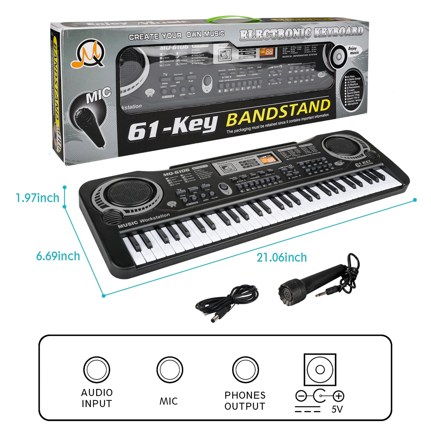 Electronic Piano Keyboard for Kids, 61 Key Beginner Electric Piano for Gift with Microphone,Digital Music Piano for Kids Ages 5-12.
