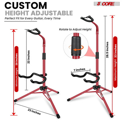5 Core Guitar Stand Floor Adjustable Heavy Duty w Neck Holder for Acoustic Electric Classic Bass-1