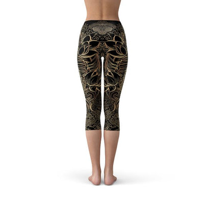 Womens Koi Fish Black Capri Leggings