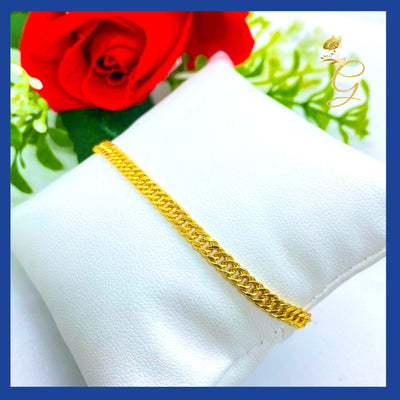 18K Real Gold Curb Link Bracelet 8.5”