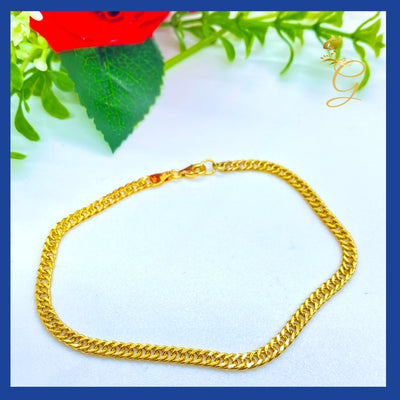 18K Real Gold Curb Link Bracelet 8.5”
