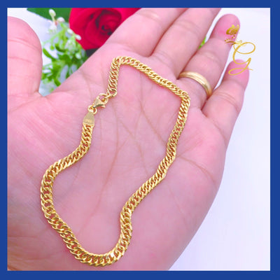 18K Real Gold Curb Link Bracelet 8.5”