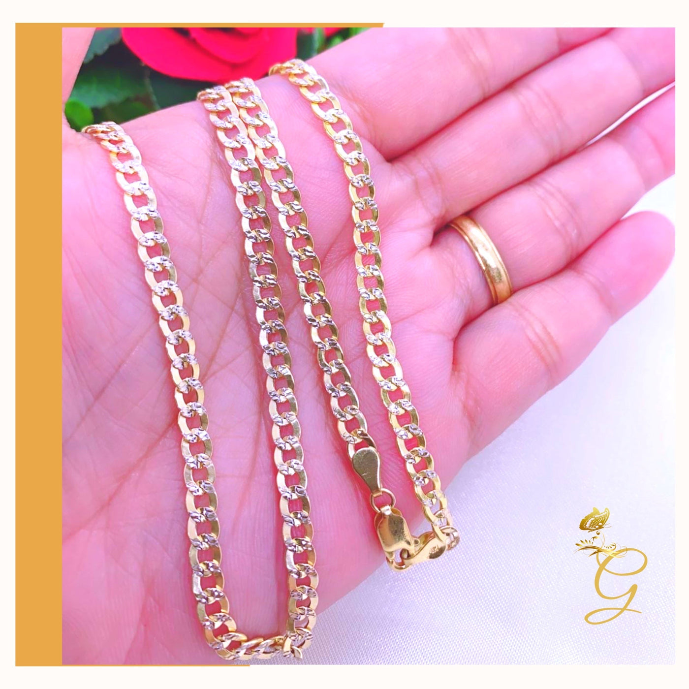 10K Gold Diamond cut Cuban link Chain 24” 4.41  MM Width