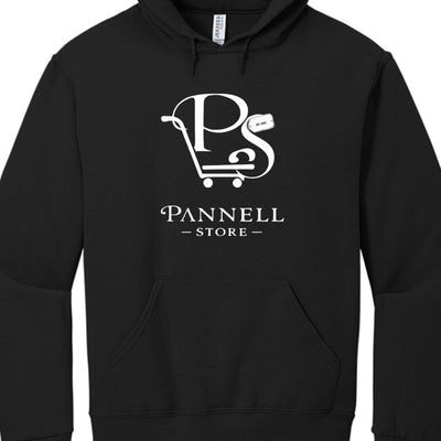 You are enough Adult Jerzees pullover hood in black with Pannell Store logo.