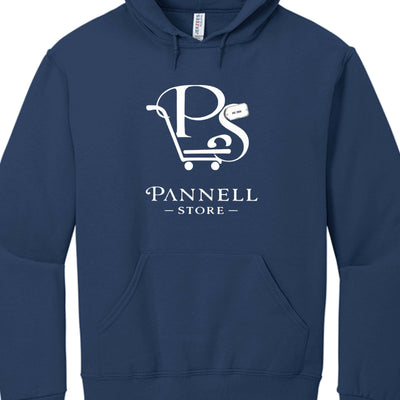 You are enough Adult Jerzees Pullover Hood in navy blue with Pannell Store logo on front.