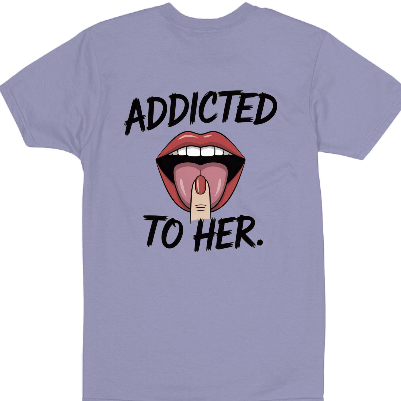 Addicted Tees Light graphic t-shirt featuring a colorful mouth design with the text 'Addicted To Her'.