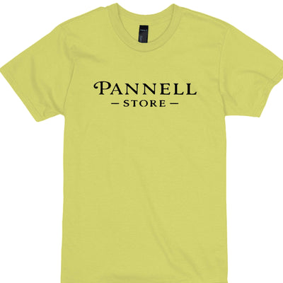 Addicted Tees Light - Pannell Store yellow t-shirt with black lettering.