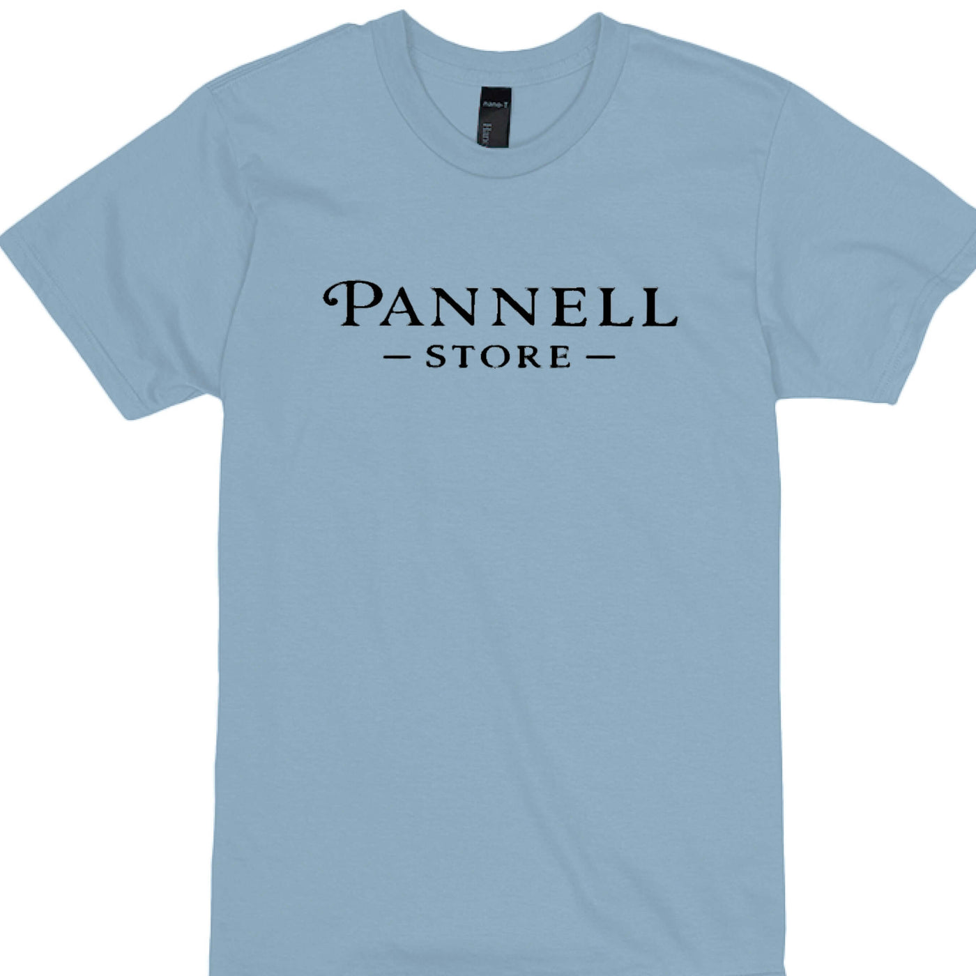 Addicted Tees Light - Hanes Brand cotton t-shirt in light blue with Pannell Store logo printed on it.