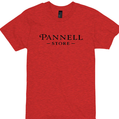 Addicted Tees Light - Red t-shirt featuring 'PANNELL STORE' logo design for casual wear.