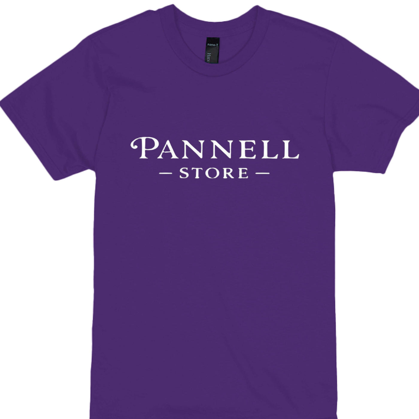 Addicted Tees Dark purple t-shirt featuring Pannell Store logo, made from comfortable materials.
