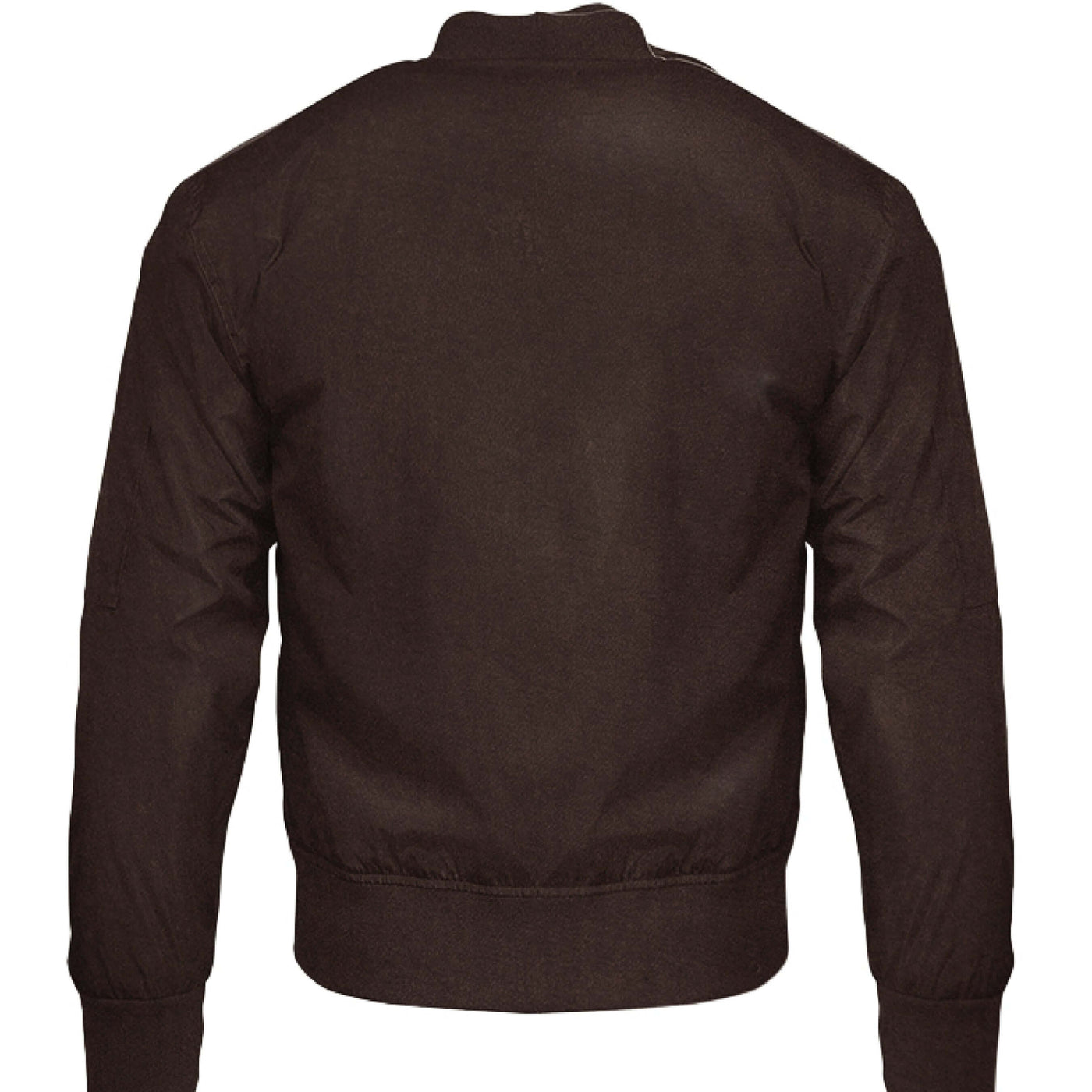 Back view of Pannell Store Bomber Jacket made from vegan leather and recycled materials.