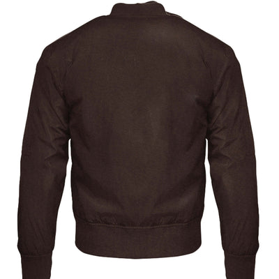 Back view of Pannell Store Bomber Jacket made from vegan leather and recycled materials.