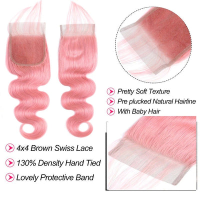 #Pink 10A Grade #1B/Pink Straight 3/4 BUNDLES with CLOSURES & FRONTALS