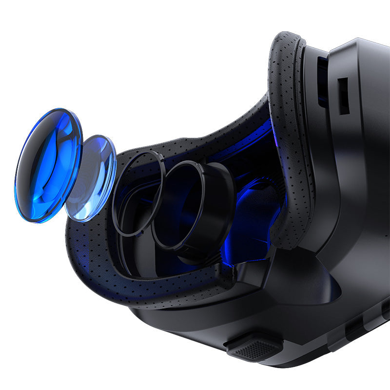 Dragon Flash VR Gaming Headset With Controller showing adjustable lens features for enhanced visual experience.