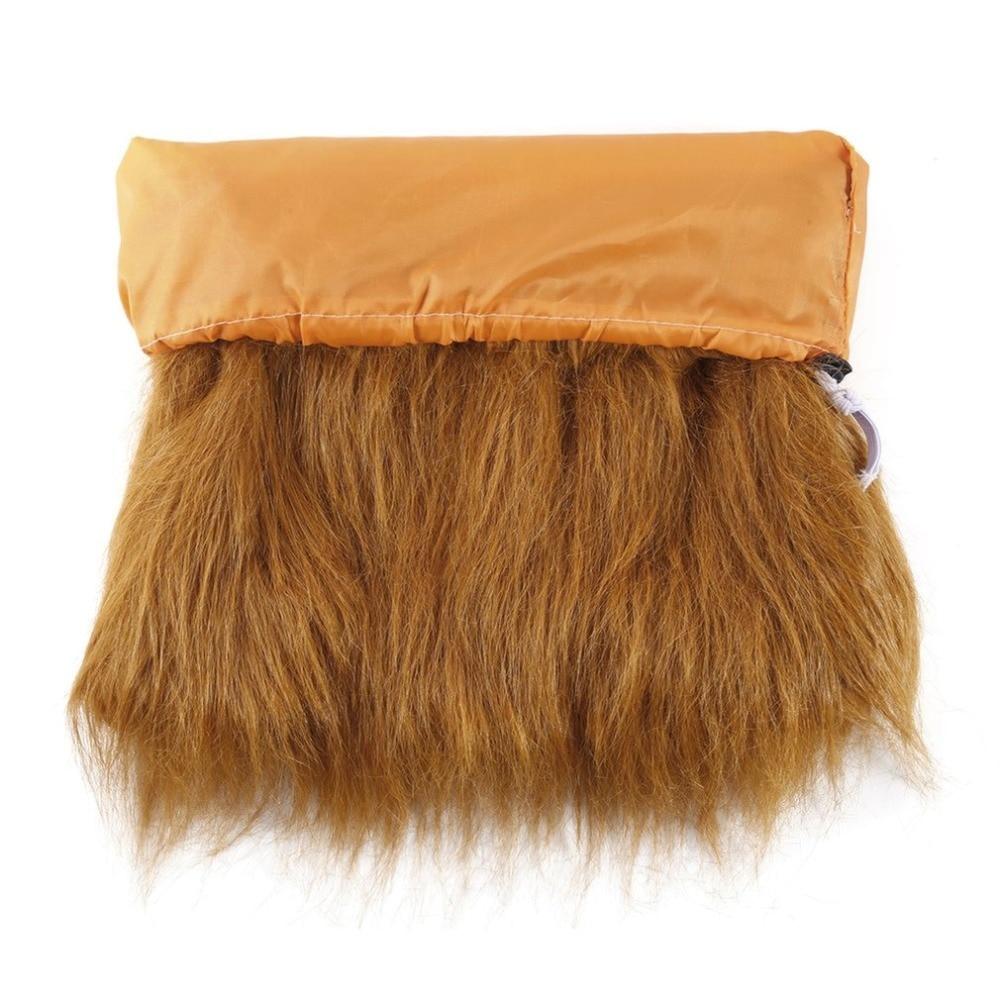 Lion Theme Dog Wig in light brown faux fur, perfect for Halloween or costume parties.