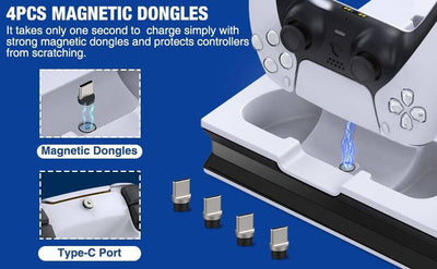 For PS5 Vertical Stand with Suction Cooling Fan Dual Controller