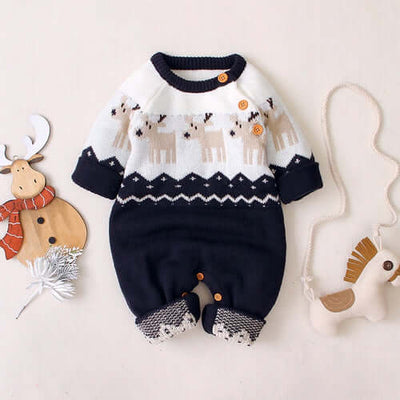 Baby Giraffe Shoulder Button Design Christmas Sweater