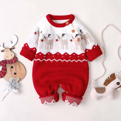 Baby Giraffe Shoulder Button Design Christmas Sweater