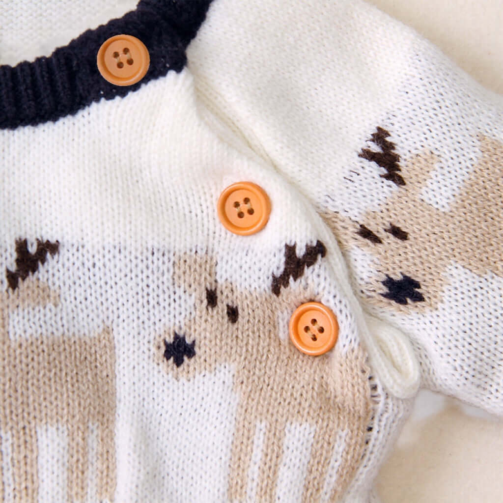 Baby Giraffe Shoulder Button Design Christmas Sweater