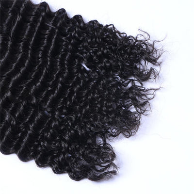Brazilian Deep Wave Curly Hair 3 Bundles with Closure Free Middle 3