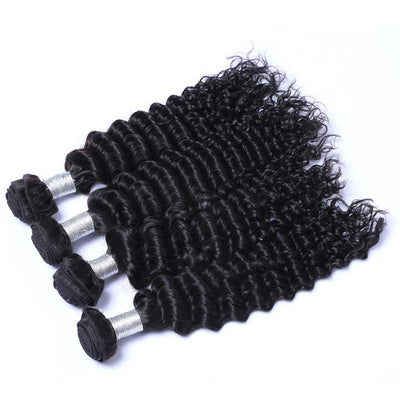 Brazilian Deep Wave Curly Hair 3 Bundles with Closure Free Middle 3