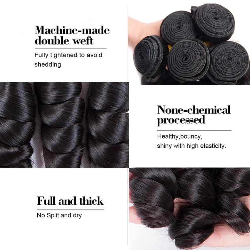 10a grade brazilian hair loose wave bundles with closures human hair
