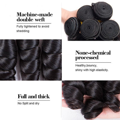 10a grade brazilian hair loose wave bundles with closures human hair