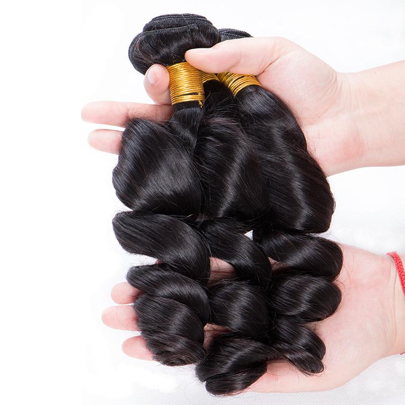 10a grade brazilian hair loose wave bundles with closures human hair