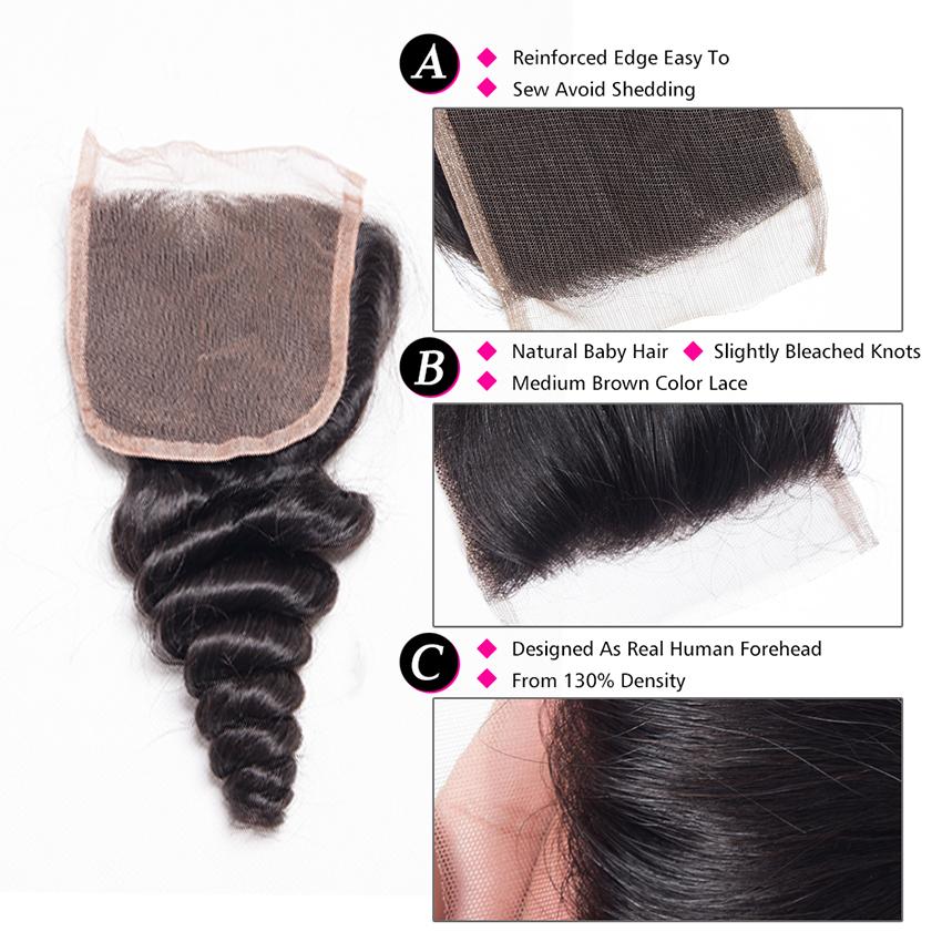 10a grade brazilian hair loose wave bundles with closures human hair