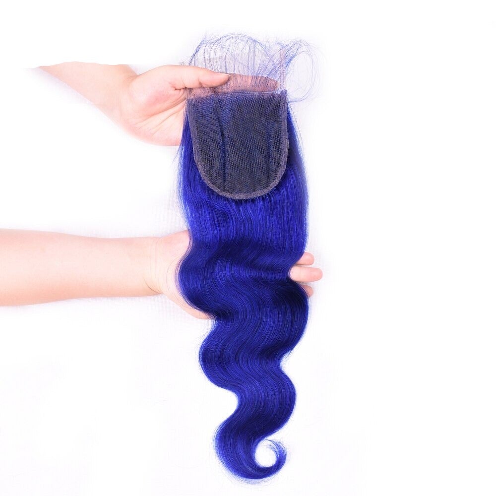 10A Grade Blue Body Wave BUNDLES with CLOSURES & FRONTALS #1B/ blue