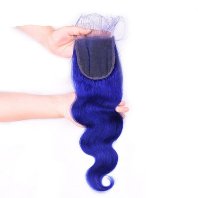 10A Grade Blue Body Wave BUNDLES with CLOSURES & FRONTALS #1B/ blue