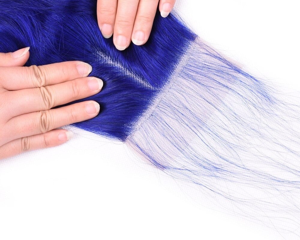 10A Grade Blue Body Wave BUNDLES with CLOSURES & FRONTALS #1B/ blue