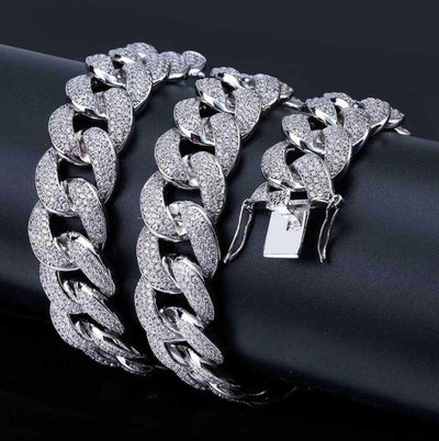 COLT 12MM Cuban Chain | 961751 featuring luxurious Cubic Zirconia stones on brass and copper metal.